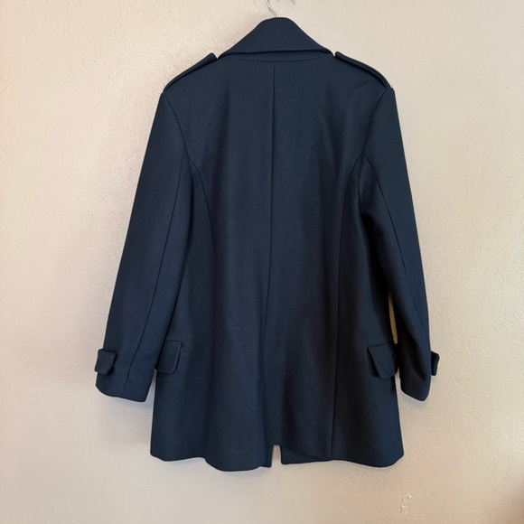 Zara Women's Navy Wool Double-Breasted Peacoat with Gold Buttons Size Large - Picture 10 of 14